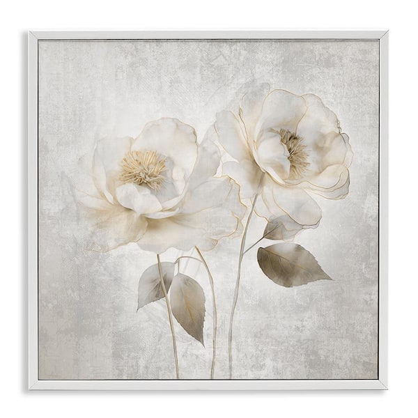 Stupell Industries Contemporary Muted Blossoms by Irene Weisz White Framed Nature Giclee Art Print 12 in. x 12 in.