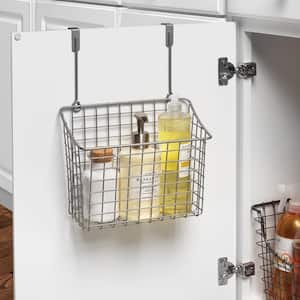 mDesign Metal Hanging Over Cabinet Bathroom Storage Organizer Basket Satin 