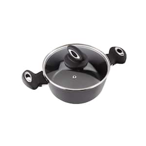 Nature Forged 6 qt. Round Aluminum Nonstick Dutch Oven in Black with Glass Lid