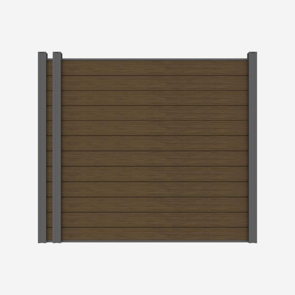 Complete Kit 6 ft. x 6 ft. Embossed Brown WPC Composite Fence Panel with Bo