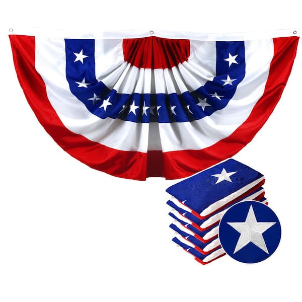 2 ft. x 4 ft. Embroidered Polyester USA Fan Flag with Canvas Header Brass Grommets (5-Pack)