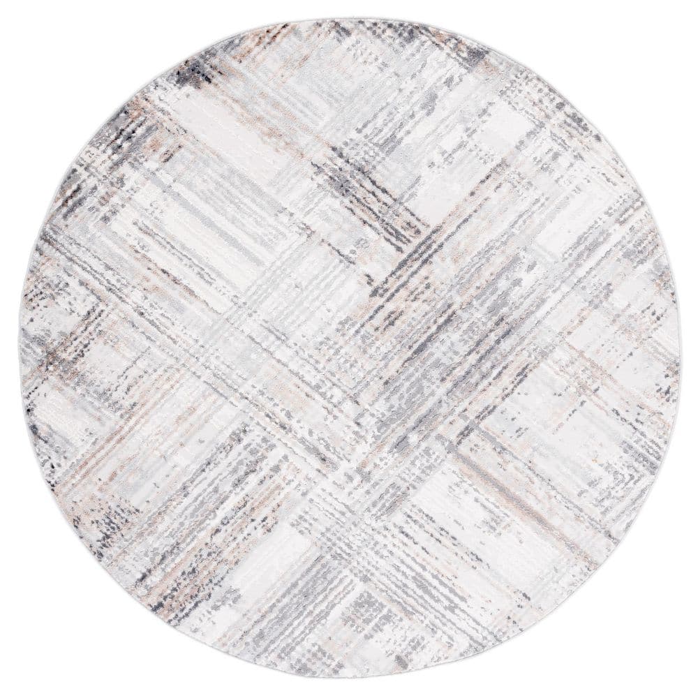 Shivan 7 ft. x 7 ft. Ivory/Gray Distressed Crosstitch Round Area Rug price history on PriceWatchPro