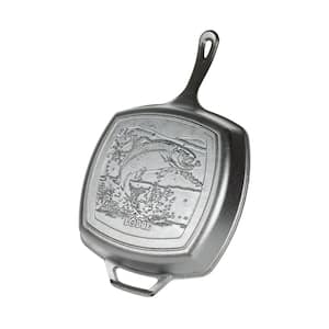 Wildlife Series 10.5 in. Square Cast Iron Fish Grill Pan