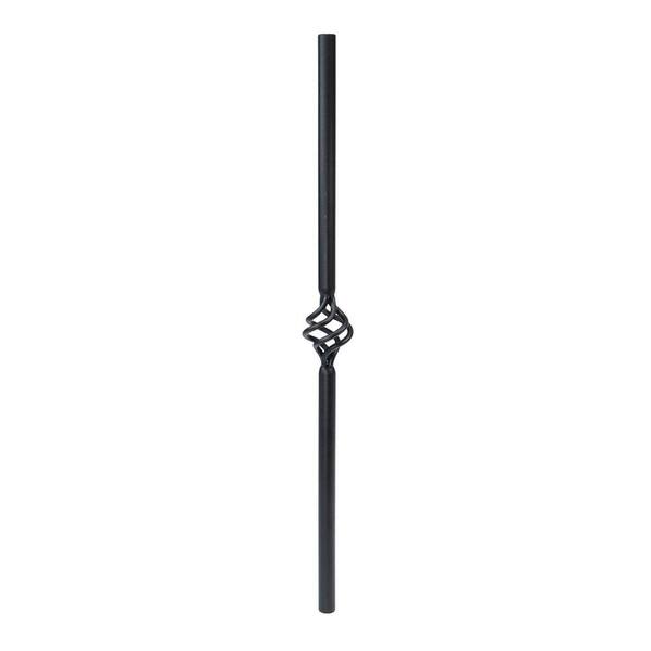 Fortress Railing Products 32 in. x 3/4 in. Black Sand Steel Round Single Basket Deck Railing Baluster