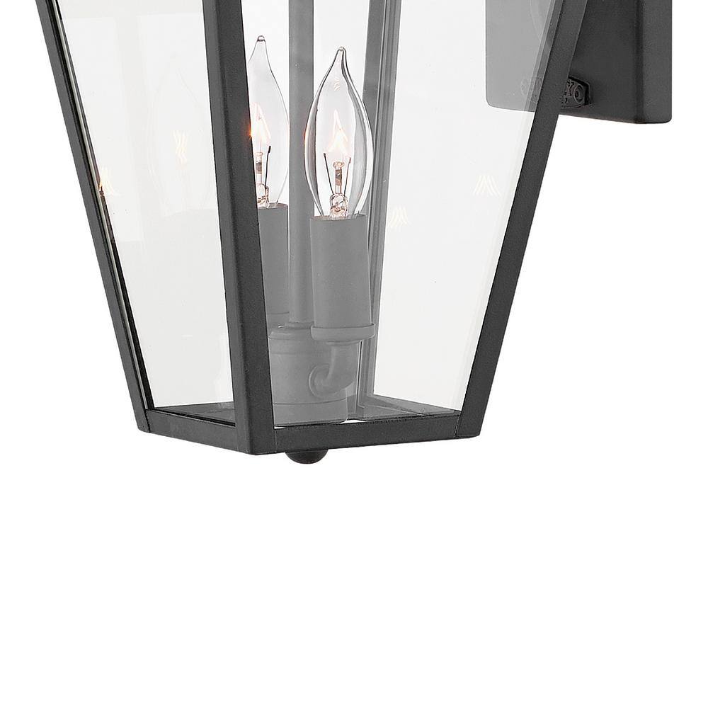 Alford Place Museum Black Clear Glass 2-Light Outdoor Wall Mount
