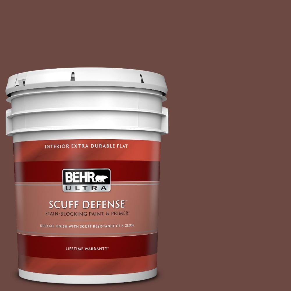 5 gal. #190F-7 Mayan Red Extra Durable Flat Interior Paint & Primer