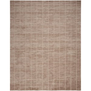 Serenity Home Mocha Ivory 9 ft. x 12 ft. Linear Contemporary Area Rug