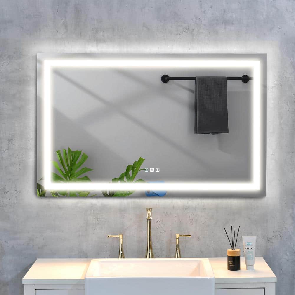 48 in. W x 36 in. H Rectangular aluminium Frameless Anti-Fog Wall Mounted LED Bathroom Vanity Mirror, in White