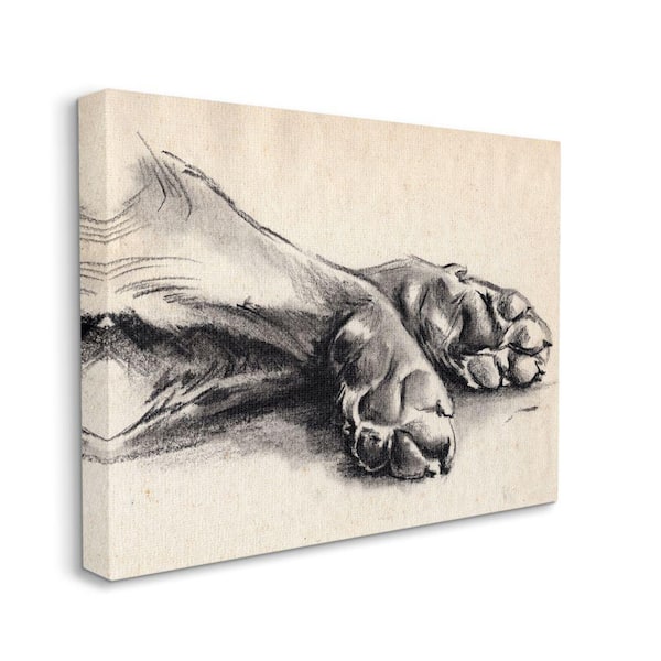 Stupell Industries "Dog Paw Charcoal Design Minimal Black" by Jennifer Paxton Parker Unframed Animal Canvas Wall Art Print 30 in. x 40 in.