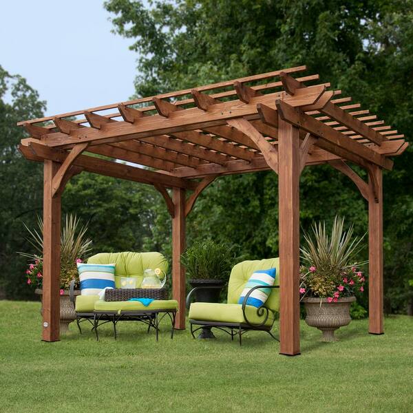 Backyard Discovery 10 Ft X 12 Ft Cedar Pergola 6214com The Home Depot