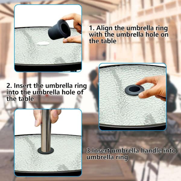 2.50 inch patio table umbrella insert Hole Ring Plug Cap Set for 2.3" to 2.5" Large Table Holes, Parasol Table Hole Cover Perfect for Outdoor Patio Cast Aluminum Metal Slat Dining Tables as shown 2 Pcs Table Umbrella Hole