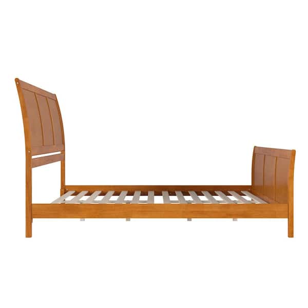 Portland Light Toffee Natural Bronze Solid Wood Frame King Low Profile Platform Bed with Matching Footboard