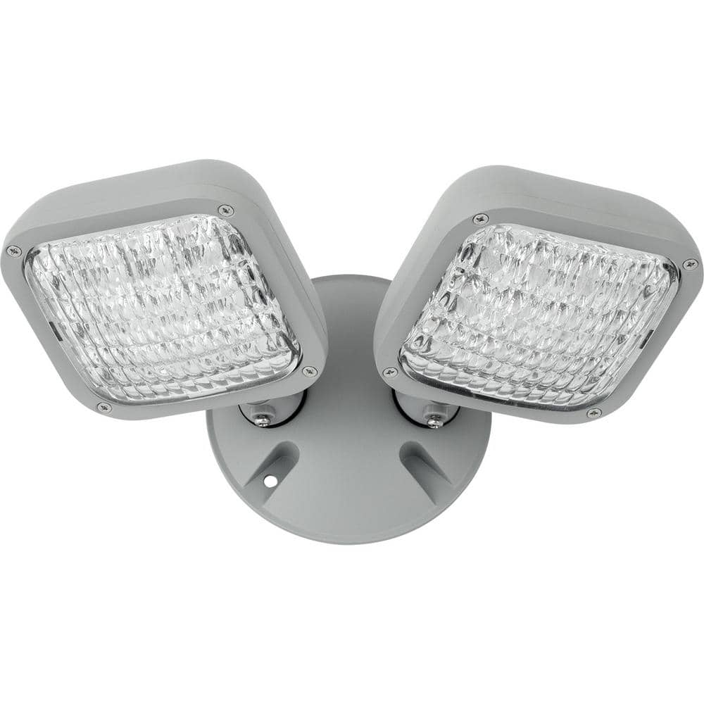 Metallic Gray 10-Inch Double Head LED Emergency Light with Remote