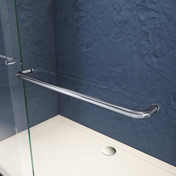 CASAINC 56-60 in. W x 72 in. H Sliding Adjustable Semi-Frameless Shower Door in Chrome with Thick Clear Tempered Glass