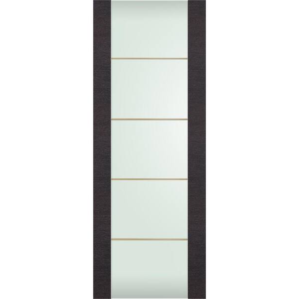 Belldinni Avanti 202 4H Gold 36 in. x 80 in. No Bore Full Lite Frosted Glass Black Apricot Wood Composite Interior Door Slab