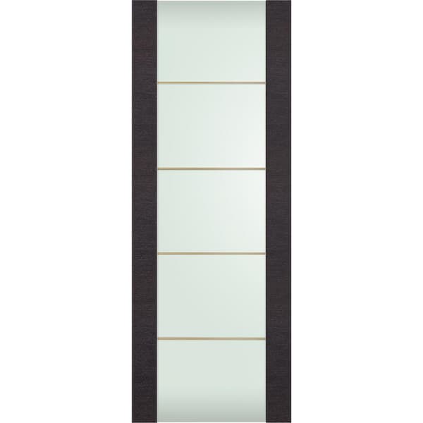 Belldinni Avanti 202 4H Gold 32 in. x 92.5 in. No Bore Full Lite Frosted Glass Black Apricot Wood Composite Interior Door Slab