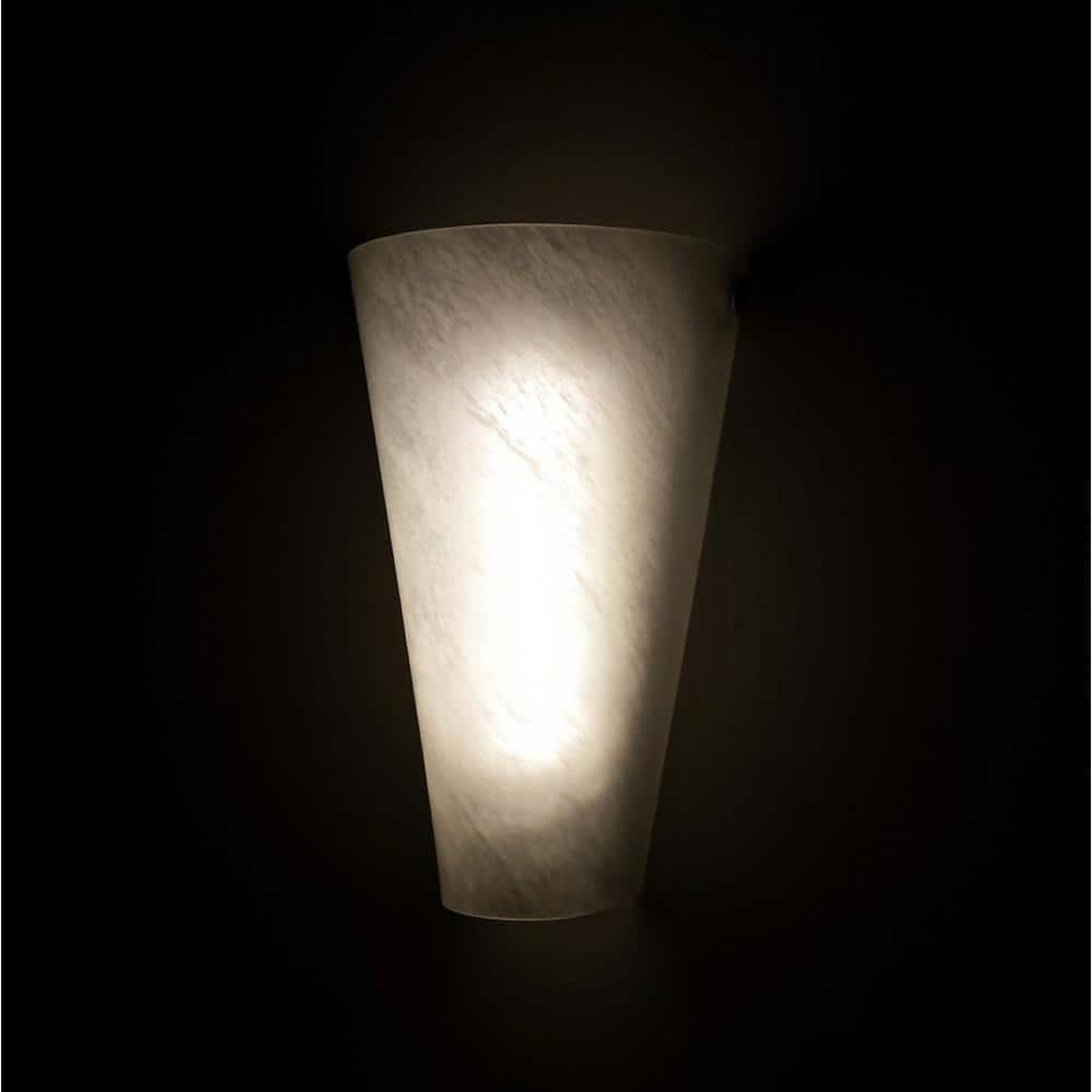 Frosted Marble Glass LED Sconce with Remote Control, White