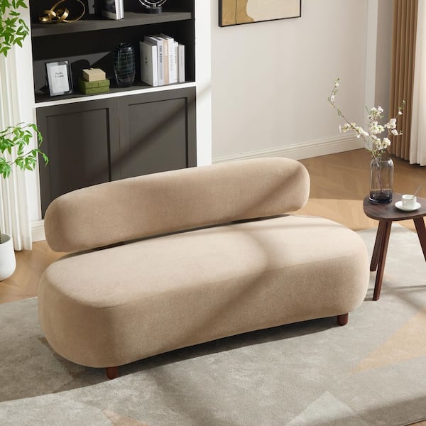 CHRISTOPHER KNIGHT HOME James 66.25 in. W Curved Armless Velvet Upholstered Modern Sofa with Oval Back in Nomad 206542