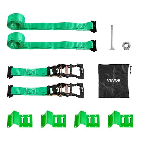 Wheel Chock Tie-Down Kit, Chock-Style Trailer Tie Down Strap, Car Tie Down Kit with Buckle, Break Strength 4380 lbs.