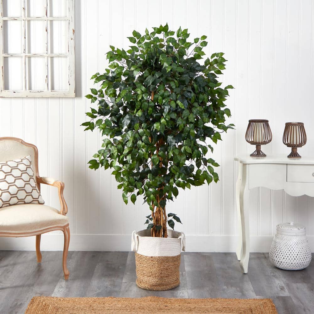 Nearly Natural 5.5 ft. Green Palace Ficus Artificial Tree with in ...