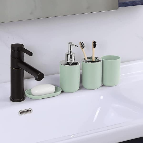 Premium Pastel Green Bathroom Accessories Set, Green, Boho Decor.  Accesorios para Baños. New Apartment Essentials. Green Toothbrush Holder  and Soap