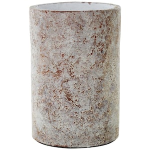 Antique Style Wide Textured Ceramic Decorative Vase, Brown