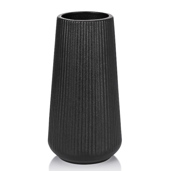 Unbranded 7.72 in. Matte Black Round Ceramic Vase Small Cute Flower Decorative Vase for Pampas Grass Home Office Decor