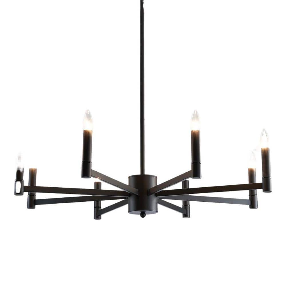 YANSUN 8-Light Black Candle Chandelier with Farmhouse and
