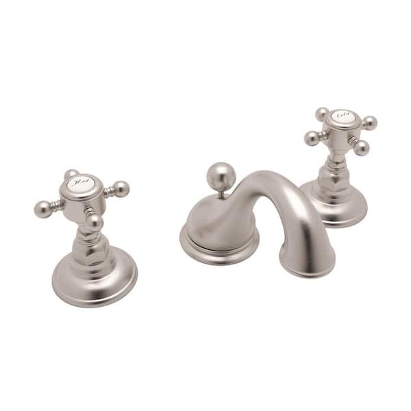 ROHL Viaggio 8 in. Widespread Double Handle Bathroom Faucet in Satin Nickel