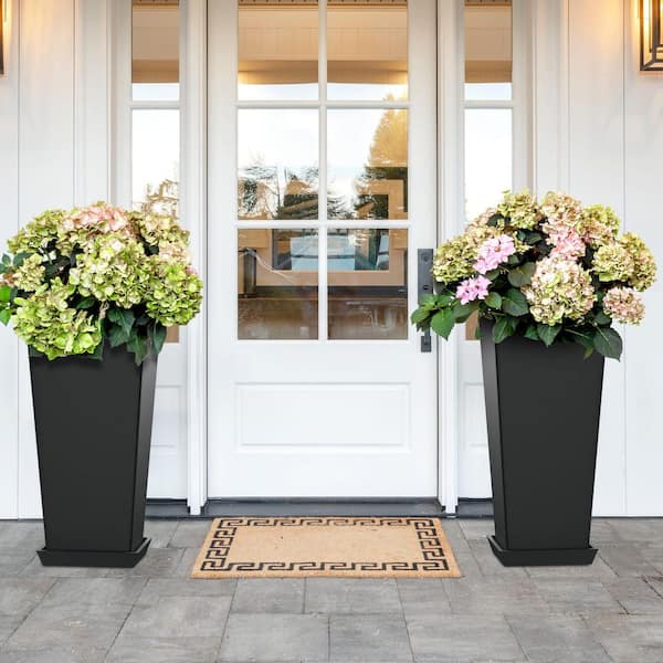 24 in. Black Tall Planter Pot (2-Pack)