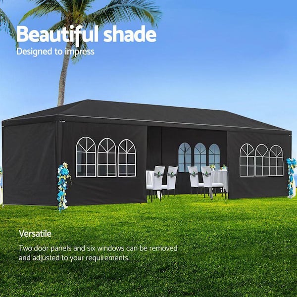 10 ft. x 30 ft. Black Outdoor Wedding Party Canopy with 8 Removable Sidewalls