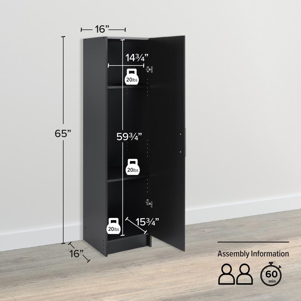 Black Slim Living Room Cabinet with Adjustable Shelves