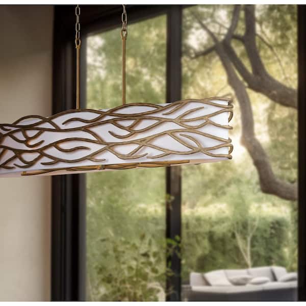 Branch Reality 10-Light Ashen Gold Island Chandelier for Dining Room and No Bulbs Included