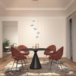 Wavey 30-Watt 5 Light Chrome Modern Integrated LED Pendant Light Fixture for Dining Room or Kitchen