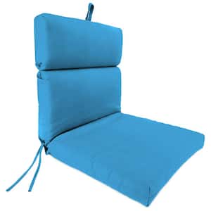 Sunbrella 22" x 44" Canvas Capri Blue Solid Rectangular French Edge Outdoor Chair Cushion