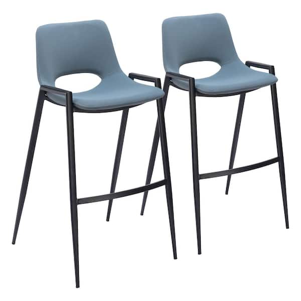 ZUO Desi 29.3 in. Open Back Plywood Frame Barstool with Faux Leather Seat - (Set of 2)