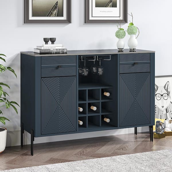 Blue sideboard 2024 with wine rack