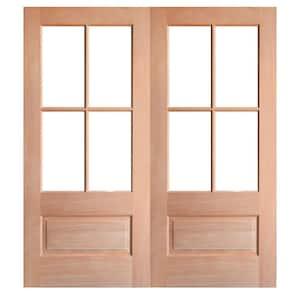 60 in. x 96 in. Left-Hand/Inswing 3/4 Lite Glass Unfinished Mahogany Wood Prehung Front Door