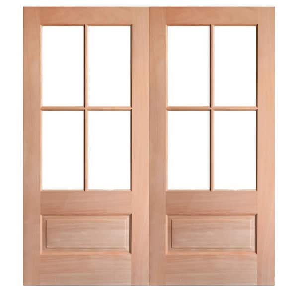Prestige Door 72 in. x 96 in. Right-Hand/Inswing 3/4 Lite Glass Unfinished Mahogany Wood Prehung Front Door