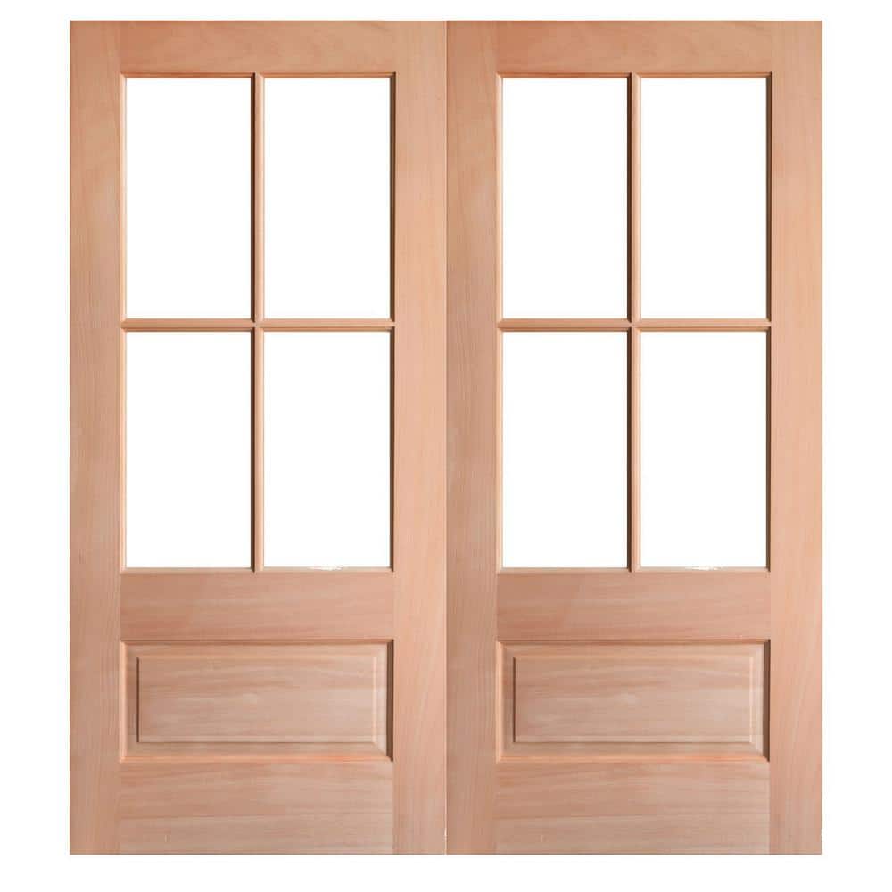 72 in. x 96 in. Right-Hand/Inswing 3/4 Lite Glass Unfinished Mahogany Wood 