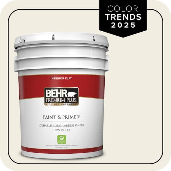 BEHR PREMIUM PLUS 5 gal. Designer Collection #DC-003 Blank Canvas Flat Low Odor Interior Paint & Primer