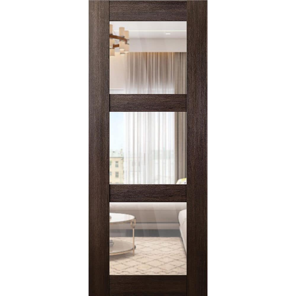 Vona 3 Lite 24 in. x 84 in. Veralinga Oak 3-Lite Clear Glass Composite Solid Core Wood Interior Door Slab price history on PriceWatchPro