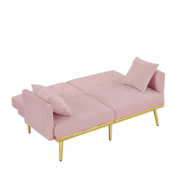 Urtr 59 5 In Pink Velvet Sofa Bed