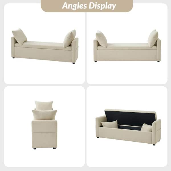 JAYDEN CREATION Andres Ivory 59 in. W Modern Storage Bench