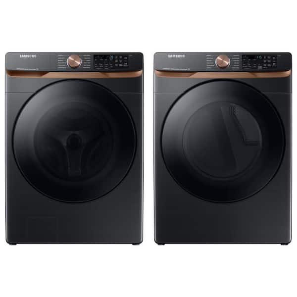 5 cu. ft. Extra-Large Capacity Smart Washer and 7.5 cu. ft. Vented Smart Dryer Set in Brushed Black
