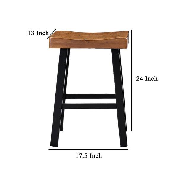 Country Corner　BELLE ILE EN MBR 木製XZ3298 Benjara 19 in. Brown and Black Backless Wood Bar Stool (Set
