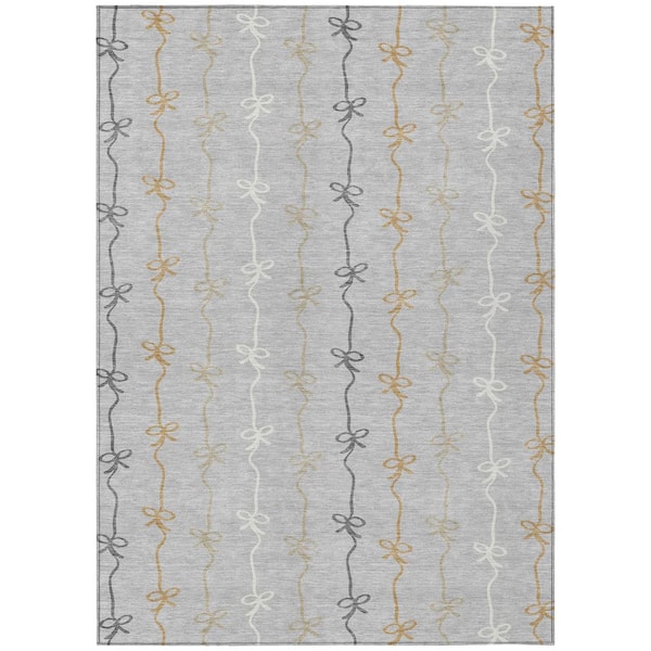 Chantille Machine Washable Indoor/Outdoor Abstract ACN2593 Silver 5 ft. x 7 ft. 6 in. Area Rug
