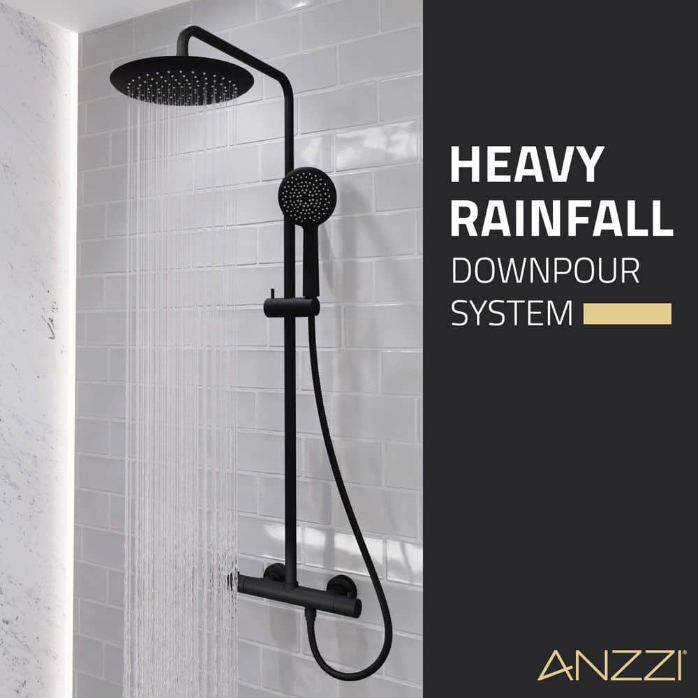 Matte Black Stainless Steel Multi-Head Shower System with Hand Sprayer