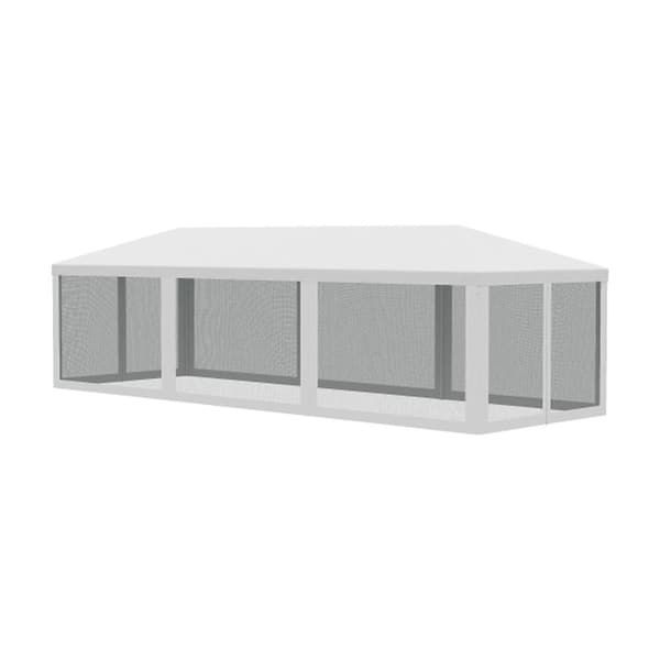 ITOPFOX 10 ft. x 28 ft. Outdoor Steel Event/Party Tent Canopy with 8 Removable Mesh Sidewalls and Zipper Doors in White