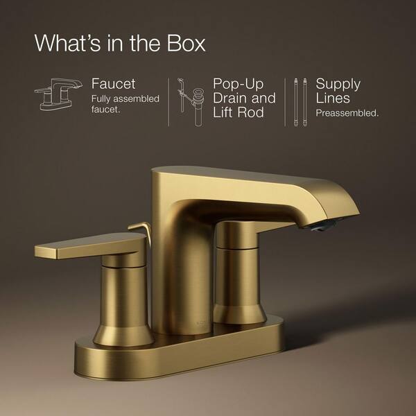 KOHLER Hint 4 in. Centerset Double Handle Bathroon Sink Faucet In